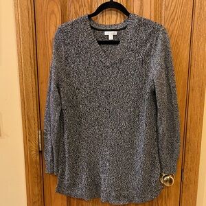 Charter Club Black and Gray V-Neck Sweater - Tunic Length